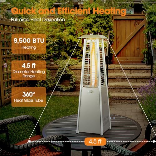 Tangkula 34" Pyramid Tabetop Propane Patio Heater, Silver - Image 2