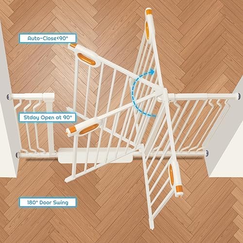 owlie 29-52 Inch Wide Baby Gate with Door for Stairs Doorways - Image 3