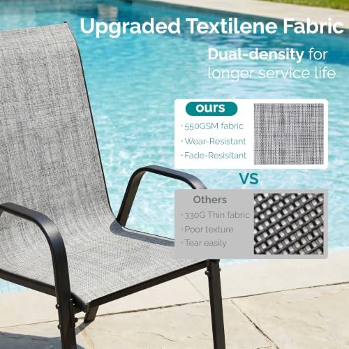 MAMIZO 7 Pieces Patio Dining Set for 6, Glass Table and Textilene Chairs - Image 3