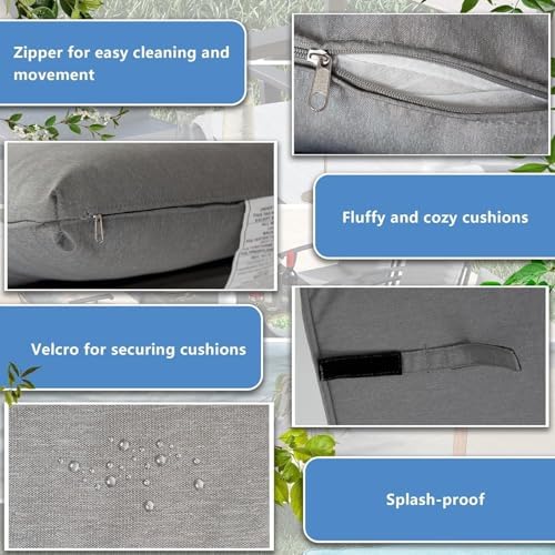 7 Pcs Outdoor Patio Furniture Set with 48"/55000 BTU Outdoor Round Propane Fire Pit Table,Patio Conversation Sets 6 Fixed Chairs No-Slip Cushions and Waterproof Covers,Grey - Image 2