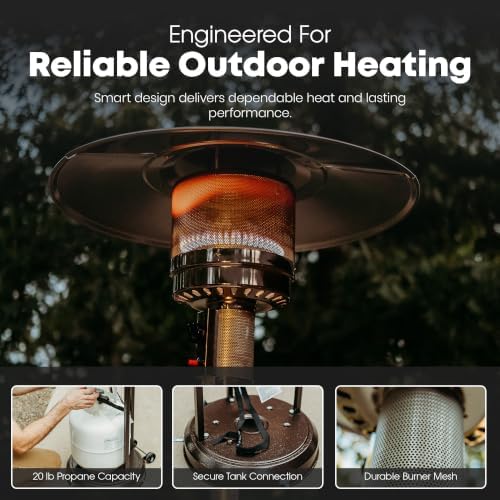 GasOne PH-8000A 50,000 BTU Outdoor Propane Heater for Patio with Wheels - Image 5