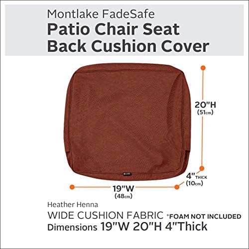 Classic Accessories Montlake Water-Resistant 19 x 20 x 4 Inch Patio Back Cushion Slip Cover, Heather Henna Red (60-274-016601-RT) - Image 2