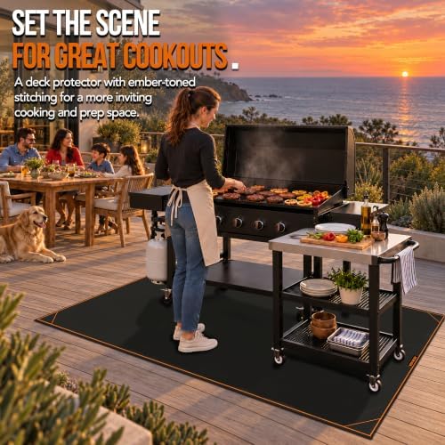 76 x 52in Under Grill Mat for Outdoor Grill, 4 Weighted Corners - Image 2