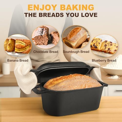 7QT Oval Dutch Oven for Sourdough Bread Baking, Pre-Seasoned Cast Iron Bread Pan with Lid, Even Heat Distribution for Homemade Bread - Image 4