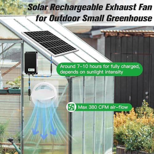 blessny 8" Solar Rechargeable Exhaust Fan for Greenhouse, Chicken Coop - Image 6