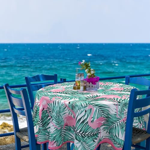 Round Outdoor Tablecloth with Umbrella Hole Umbrella Tablecloth Patio Tablecloths with Zipper for Courtyards, Terraces, and Beaches 60 in - Image 3