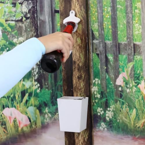 White Bottle Cap Catcher Bucket Wall Mounted with Drain Holes - Image 3