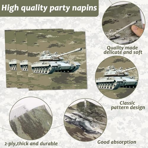 Camo Army Birthday Party Supplies Army Party Paper Plates And Napkins Camouflage Party Tableware Army Soldier Camouflage Party Disposable Dinnerware for Birthday Baby Shower Party Decoration Serve 24 - Image 4