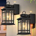 Outdoor Wall Light Fixtures with GFCI Outlet, Black 2-Pack by OPAXIS