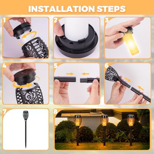 12 Pack Solar Pathway Lights Outdoor, Solar Torches Lights Halloween Decor - Image 5