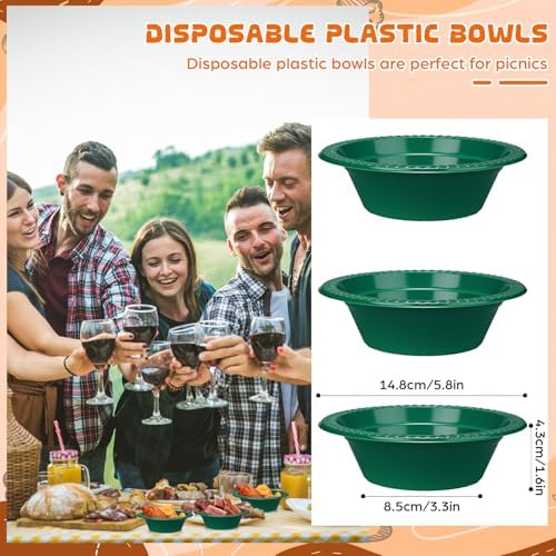 30 Pack 12 oz Dark Green Disposable Plastic Bowls Dessert, Ice Cream, Salad, Soup Serving Cups for Party, Picnic, Food Snacks (Dark Green) - Image 2