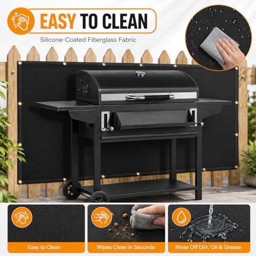 FLASLD Heat Shield Behind Grill, Fireproof Cover and Screen Protect Deck Railing from Grill, BBQ Fence Heat Shield for Wood Stove, Deck Railing Protector for Grill, Fireplace - Image 3