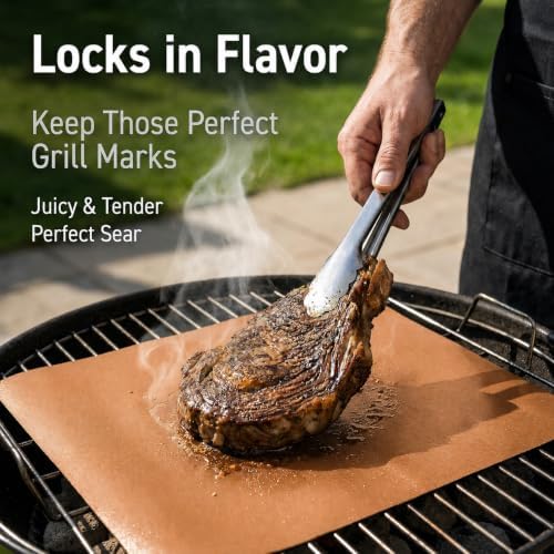 Copper Grill Mats for Grill, Set of 6, 15.75 x 13 Inch - Image 3