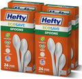 Hefty ECOSAVE Compostable Spoons, 4 Pack, Disposable Spoons for BBQs, Tailgates, Camping, Parties, and More, Strong and Durable Construction, Sustainable Design, 24 per Pack, 96 Total by Hefty