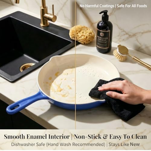 QuliMetal 5-Piece Blue Enameled Cast Iron Cookware Set - Image 4