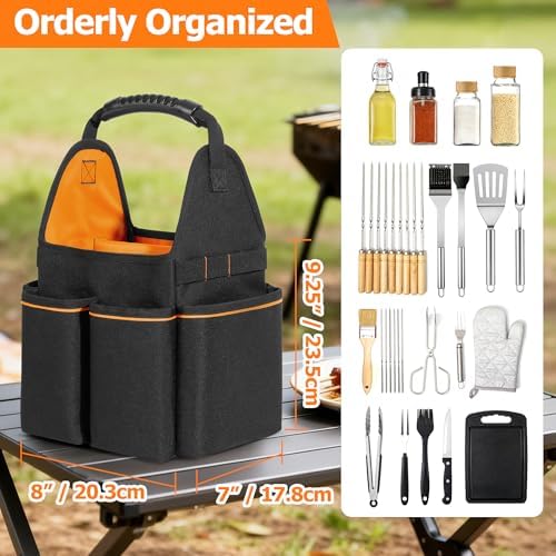 HODRANT Grill Utensil Storage Bag with Divider & Boards & Pockets & Handle - Image 6