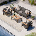 Aluminum Outdoor Patio Furniture Set with Coffee Table, 4 Piece Patio Conversation Sets with Washable Thick Cushions, Outdoor Sectional Furniture Set for Porch, Balcony, Deck, Graphite by Oasbira