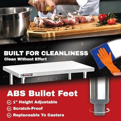 DuraSteel 30x30 Stainless Steel Work Table - NSF Commercial Prep Metal Table - Outdoor Pizza Oven Stand w/Under Shelf - Kitchen Island Laundry Utility Garage Microwave Stand Large Rolling Storage Cart - Image 6