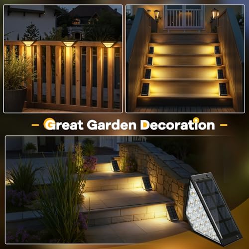 BKBB PPBB Solar Step Lights for Outside, Solar Stair Lights Outdoor Waterproof, Deck Step Lights for Fence, Patio, Yard, Porch, Front Door, Sidewalk, Garden, Patio Decor (6, Warm White) - Image 2