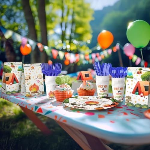 Camping Party Decorations - Camping Themed Paper Plates and Napkins for Kids Birthday Party, Serves 20 Guests - Image 4