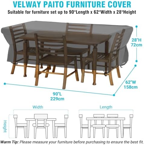 Patio Furniture Covers Waterproof Outdoor Table Cover 90"L x 62"W x 28"H - Image 2