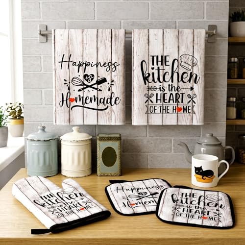 Sratte 6 Pcs Kitchen Decor Accessories Set, Kitchen, White Wood Grain - Image 2