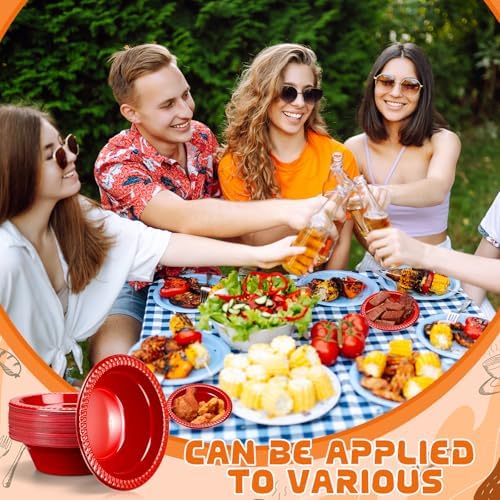 30 Pack 12 oz Red Disposable Plastic Bowls Dessert, Ice Cream, Salad, Soup Serving Cups for Party, Picnic, Food Snacks (Red) - Image 5