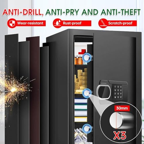 5.1 Cuft Large Home Safes Water and Fireproof with Digital Keypad & Key Lock, Fire Security Safes with 3 Removable Shelves, Anti-Pry Safe Box for Money Documents Jewelry, 23.62"H x14.96"W x 12.2"D - Image 7