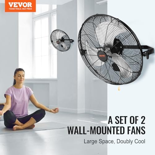 VEVOR 18 Inch Industrial Wall Mount Fan 2PCS High Velocity 4000 CFM Black - Image 2