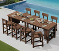 SERWALL 10-Piece Outdoor HDPE Counter-Height Bar Dining Set for 8, Brown by SERWALL