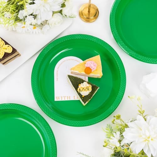 WELLIFE Green Plastic Plates 10 Inch 50 Count - Image 3