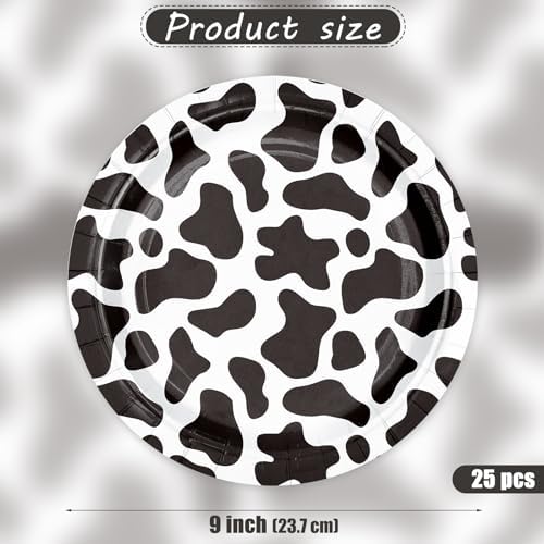 WRAPAHOLIC 25Pcs Cow Paper Plates - 9 Inch Cow Prints Disposable Plates Decorative Dinner Plates for Party Tableware Supplies Table Decor - Image 2
