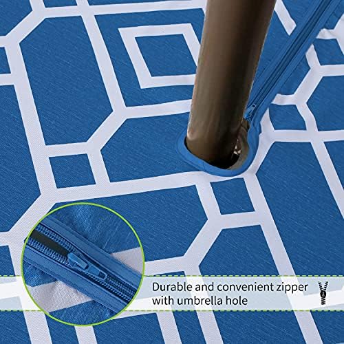 LUSHVIDA Moroccan Round Outdoor Tablecloth with Umbrella Hole 60 Inch Blue - Image 5