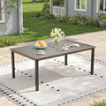 Outdoor Dining Table for 6, 63" Rectangle Outdoor Table with Adjustable Umbrella Hole, All-Weather Metal Patio Dining Table for Lawn Garden Backyard Deck, Grey by ProvideOutdoorSolutions
