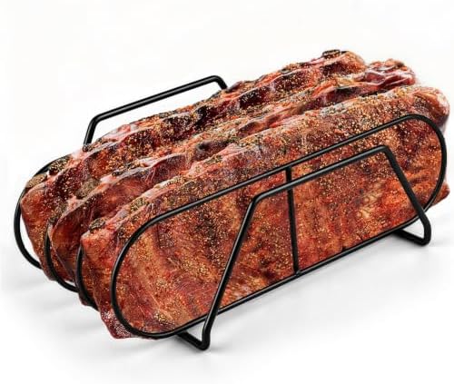 11" Non-Stick Rib Rack for Smoking and Grilling, BBQ Accessories by GESTONE