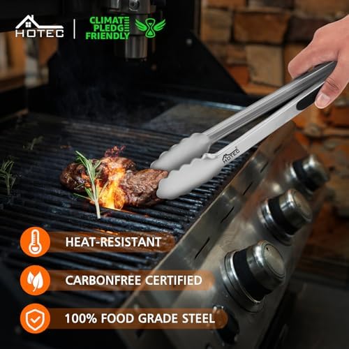 Hotec Tongs for Cooking Premium Stainless Steel Kitchen Tongs Set of 2-9" - Image 3