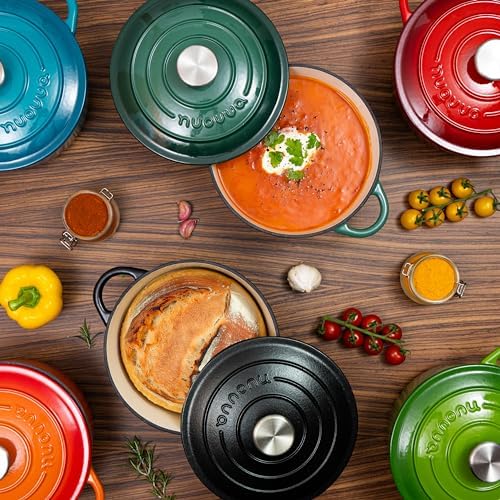 Cast Iron Dutch Oven with Lid - Non-Stick Ovenproof Enamelled Casserole Pot - Sturdy Dutch Oven Cookware - Blue, 7.3- Quart, 30cm- by Nuovva - Image 4
