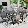 Sophia & William Patio Dining Set for 6 w/Swivel Textilene Chairs, Brown by SophiaWilliam