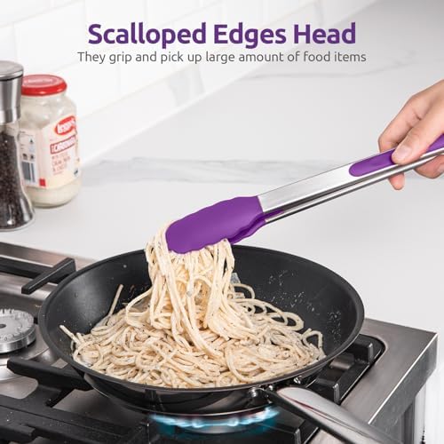 U-Taste Kitchen Tong for Cooking, 600ºF Heat-Resistant Silicon, 2Pcs/Purple - Image 4