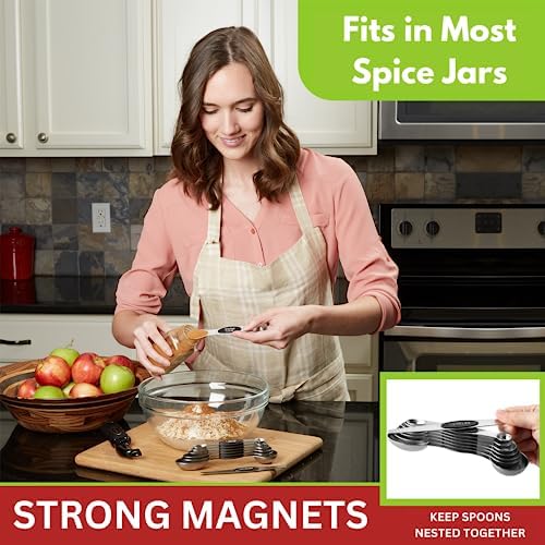 Spring Chef Stainless Steel Magnetic Measuring Spoons Set of 8, Black - Image 2