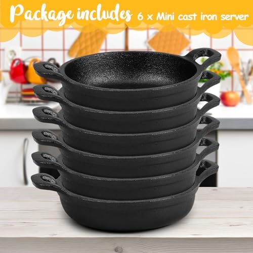 Ziliny 6 Pack Mini Cast Iron Skillets 5 x 5 x 1.3 Inch Pan Ramekin Set - Image 3