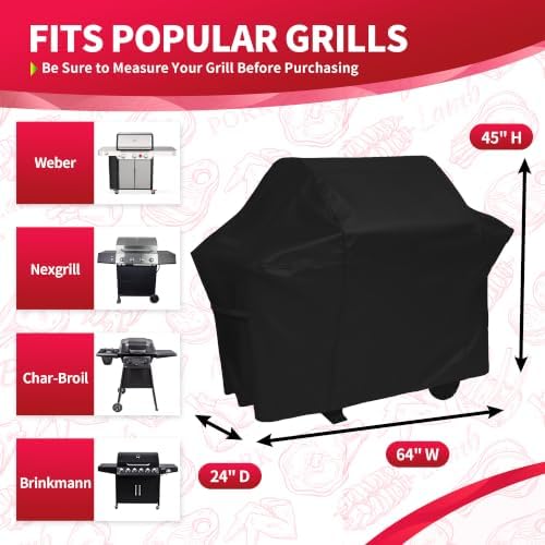 NEXCOVER 64 Inch Grill Cover - 600D Heavy Duty Waterproof and Weather Resistant BBQ Cover for Weber, Char Broil, Nexgrill, Brinkmann, Holland - Fade Resistant, Black - Image 2
