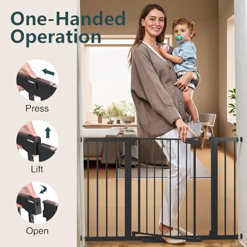 Cumbor 2-Pack 30-48 in Baby Gate for Stairs, Auto Close Dog Gate, Black - Image 6