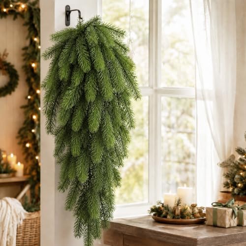 Waipfaru 4Pcs Artificial Hanging Plants, Pine Christmas Teardrop Swag - Image 5