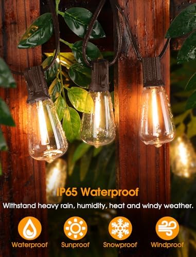 Larkvue 25FT Outdoor String Lights, Patio Lights with 10+1 LED Dimmable Waterproof Shatterproof Linkable ST38 Bulbs for Fence Porch Gazebo, Brown - Image 4