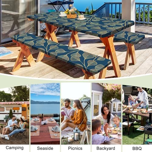 Picnic Table and Bench Cover Set, Waterproof Fitted Elastic Cloth - Image 6