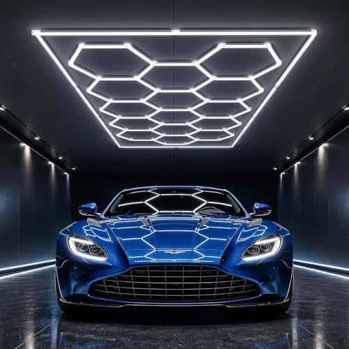 HYPERLITE Gen II Hexagon Garage Lights: 624W 62400LM 15 Grids Hexagon Led Lights, 6500K Ultra Bright Honeycomb Hex Lights, Easy Install, Durable Design for Garage, Car Detailing, Workshops, Gym by HYPERLITE