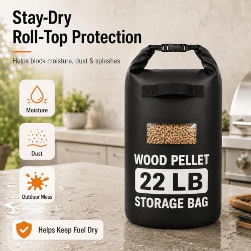 22LB Waterproof Wood Pellet Storage Bag with Free Gloves and Barbecue Tongs - Image 4