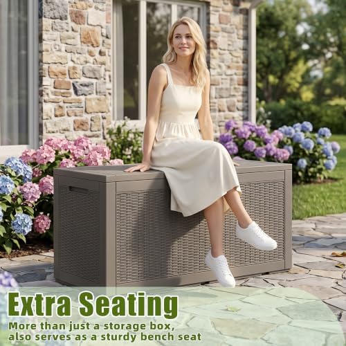 ROJIK 170 Gal Deck Box Waterproof, Grey - Image 6