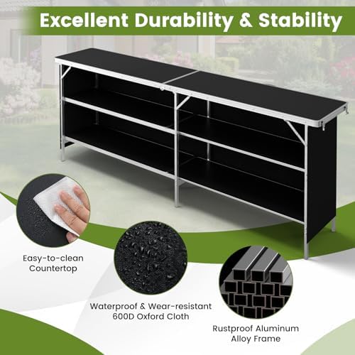 COSTWAY 81" Folding Picnic Table, Portable Bar Table with Carry Bag - Image 5